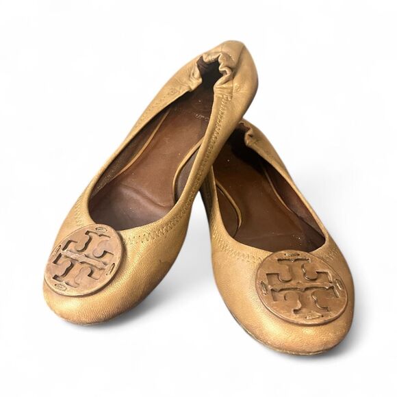 Tory Burch Gold Flats - Picture 1 of 6